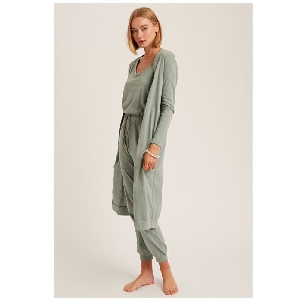 𝅺textured cotton jumpsuit & long cardigan knit sets - Picture 9 of 16